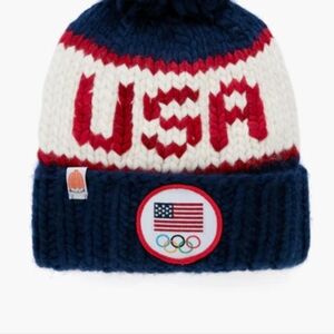 USA Knit Pom Beanie - Red, White, and Blue